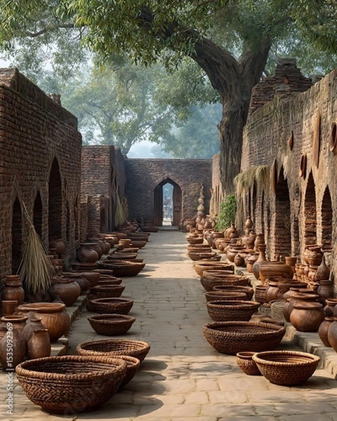 Fototapeta Pottery village scene filled with vessels high resolution image