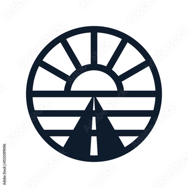Obraz simple line of the road to the sun logo vector