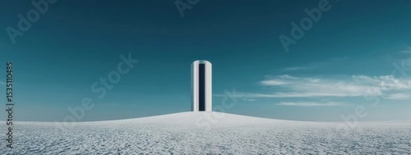 Obraz A tall white building stands in the middle of a field