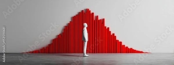 Obraz A man stands in front of a red wall of red bars