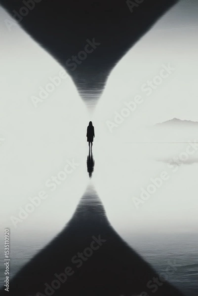 Obraz A woman stands in the middle of a body of water