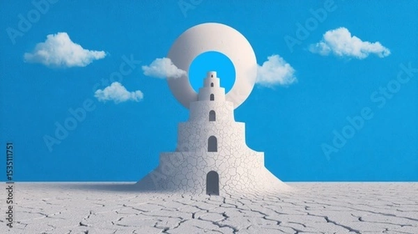 Obraz A white tower with a blue sky in the background