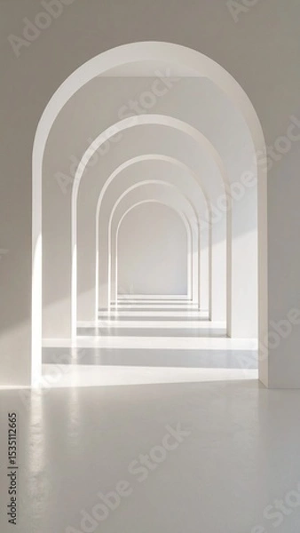 Obraz Serene White Archway Corridor Minimalist Architecture Background.