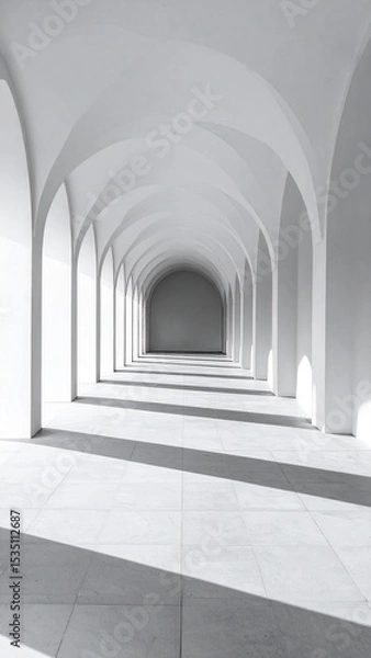 Obraz Serene White Archway Corridor Minimalist Architecture Background.