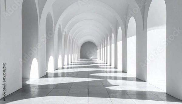 Obraz Serene White Archway Corridor Minimalist Architecture.