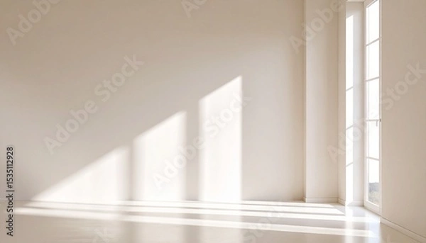 Obraz Sunlight Streaming Through Window in Minimalist Room.
