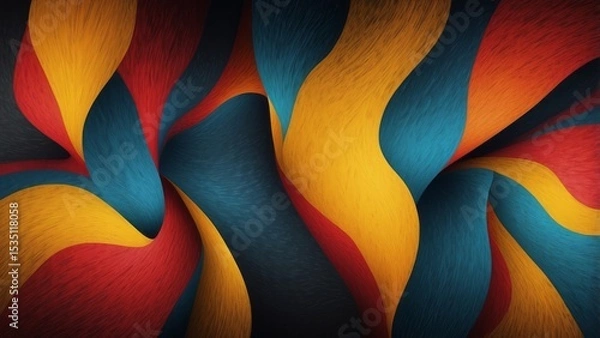 Fototapeta Dynamic abstract design of swirling, colorful stripes.