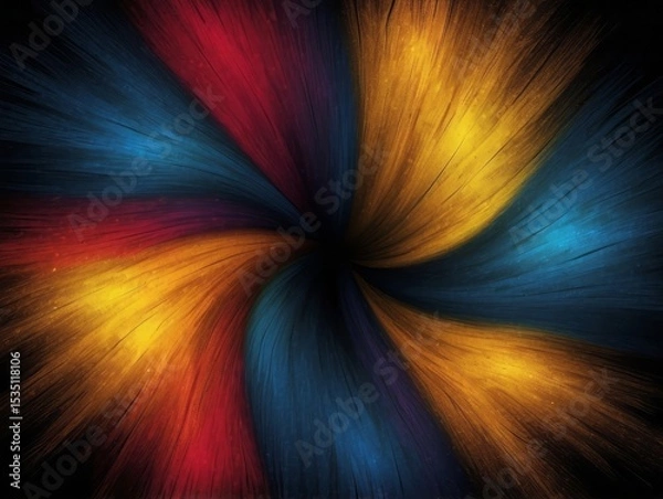Fototapeta Colorful swirling abstract design with dark center.