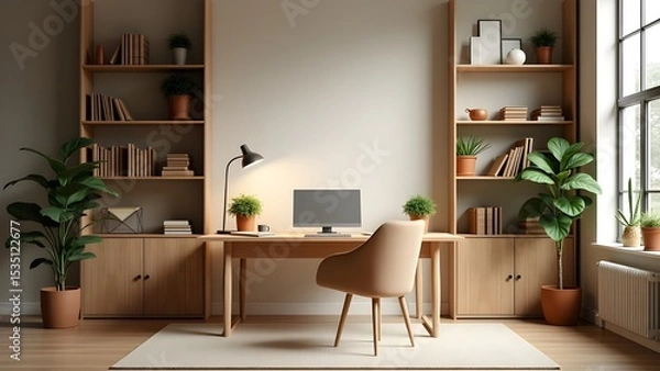 Fototapeta Contemporary Office Interior with Sleek Decor