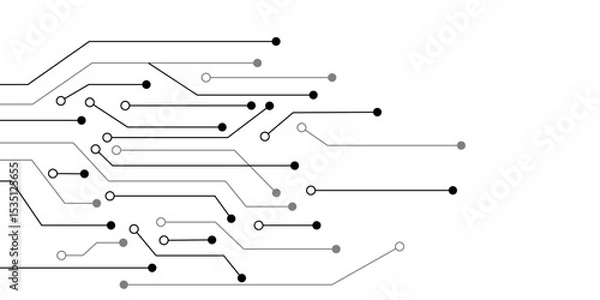 Fototapeta Abstract Circuit Board Design: Lines, Nodes, Connections, Technology, Innovation