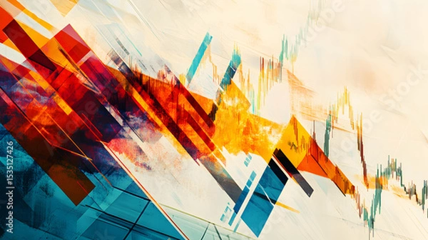 Fototapeta Abstract Finance Chart Art Bright Colored Financial Data Visuals