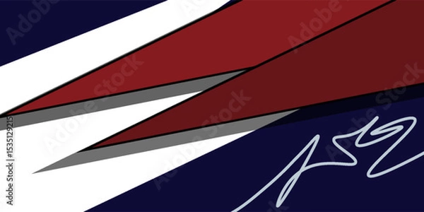 Obraz Abstract red and white overlapping layers geometric background a combination.