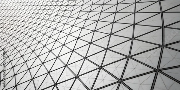 Obraz Abstract architectural background of a futuristic blue glass and steel building structure with a geometric pattern and sky