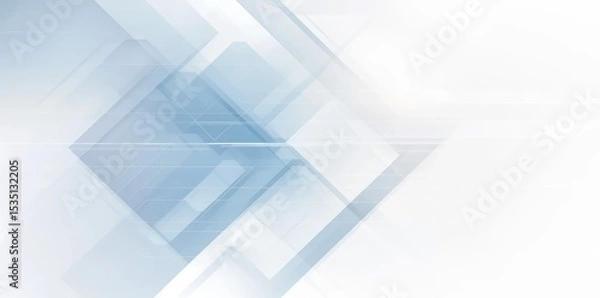 Fototapeta Light blue and white high - tech background with light gray geometric shapes and gradient for technology - related designs.
