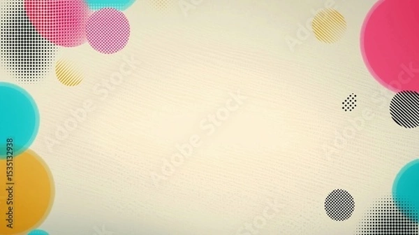 Fototapeta Modern geometric abstraction with colorful fluid layers and soft transparency, for text or mage overlay.