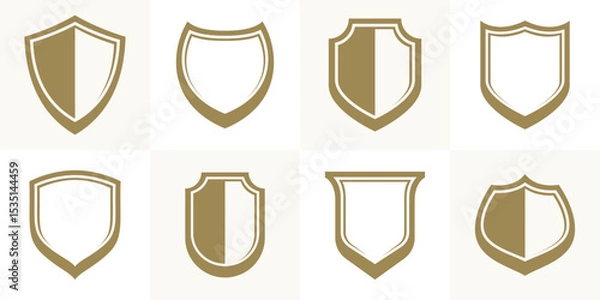 Obraz Classic shields vector set, ammo emblems collection, defense and safety icons, empty and blank design elements.