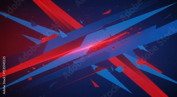 Obraz Abstract composition of blue and red geometric lines