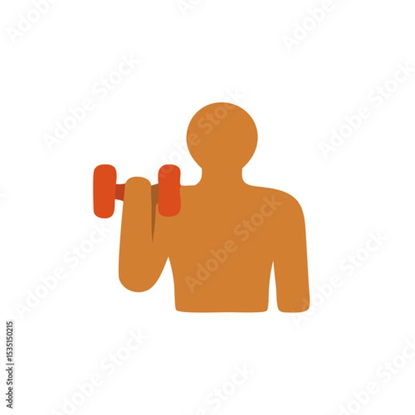 Obraz A person lifting a dumbbell, symbolizing strength training, bodybuilding, and gym workouts.