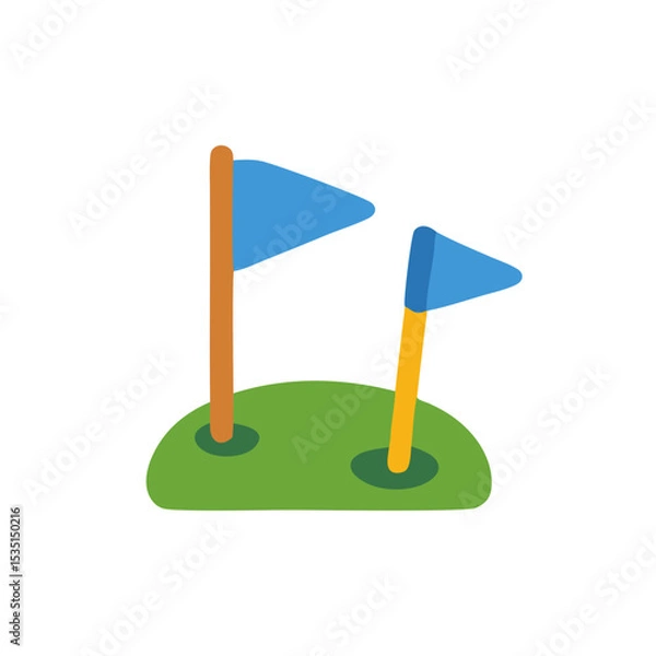 Obraz A flag planted in the ground representing a golf hole, commonly seen on golf courses.