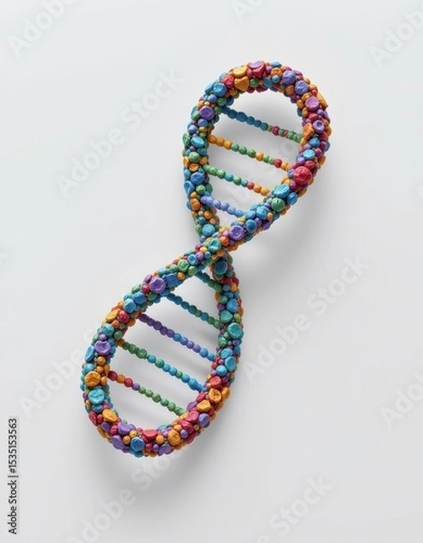 Fototapeta abstract continuous dna loop forming a figure eight, isolated on white