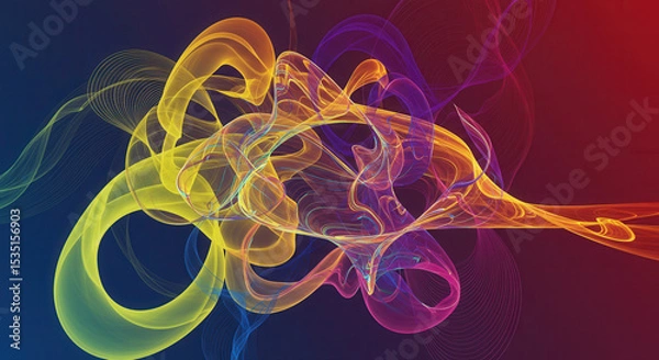 Obraz Colorful abstract composition of flowing lines and shapes