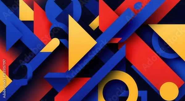Obraz A striking abstract design composed of colorful geometric shapes.