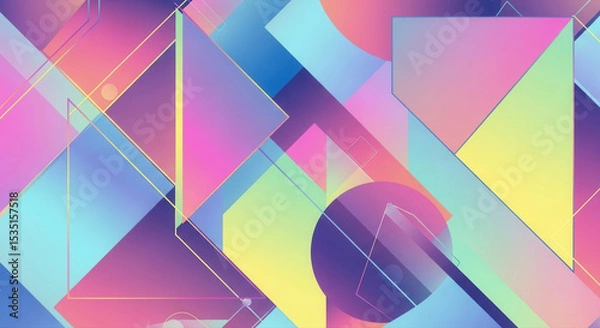 Obraz Colorful abstract composition with geometric shapes and gradients.