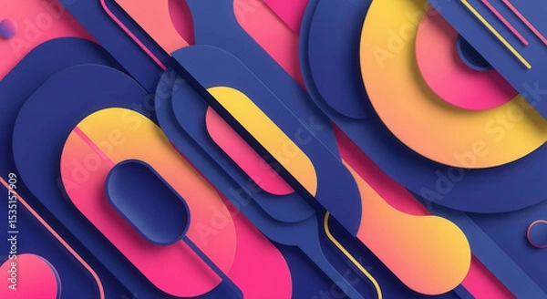 Obraz Abstract design with layered geometric shapes and vibrant colors.