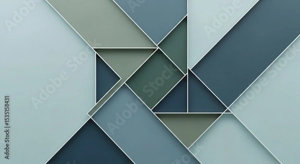 Obraz Abstract geometric design with layered blue and green shapes