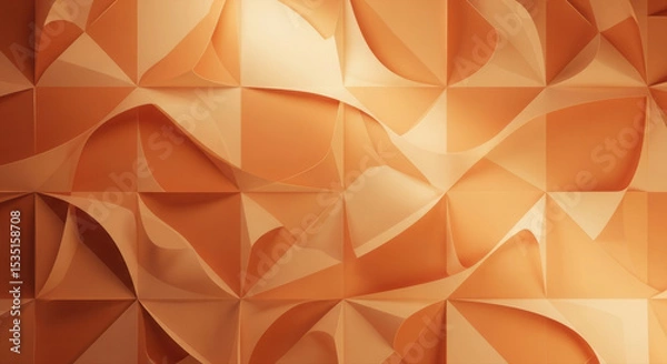 Obraz Orange abstract background with geometric shapes and curved lines.