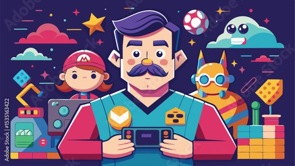 Obraz Happy new year party celebration with colorful decorations and joyful crowd