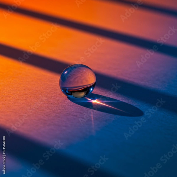 Obraz Glass Sphere with Colorful Shadows on Gradient Surface

