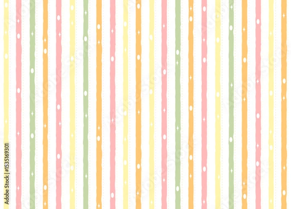 Fototapeta Hand drawn striped pattern with oval shape, rainbow girly stripe seamless background, for wrapping, wallpaper, textile. cute colorful line backdrop