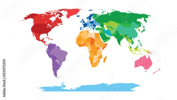 Obraz Colorful Continent Political World Map Design