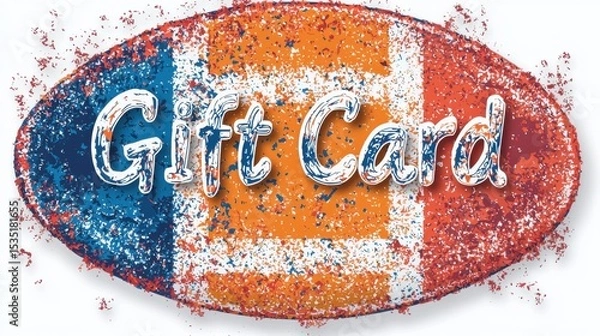Fototapeta Colorful design of a gift card with vibrant textures featuring blue and orange background with centered text, ideal for special occasions