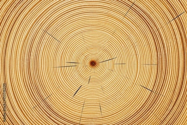 Fototapeta Close-up of tree trunk cross-section with detailed growth rings.