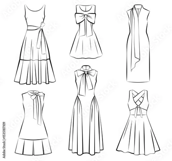 Fototapeta 1554_Collection of woman fashion dress isolated on white background