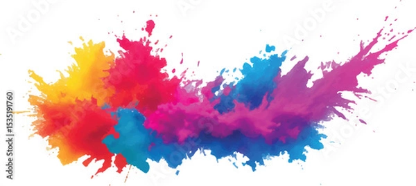 Obraz Lively and Bold Watercolor Stains and Brush Strokes in an Explosive Burst of Colors, Creating a Modern Abstract Design on a Crisp White Canvas, Bringing a Dynamic Artistic Expression.
