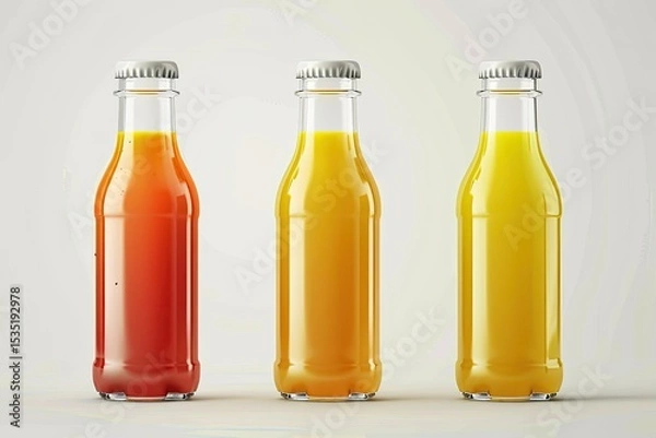 Fototapeta Glass Juice Bottle Realistic Vector Packaging Mockup Template for Design