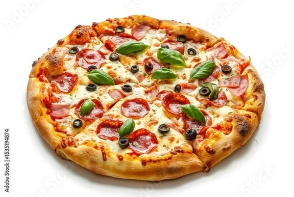 Fototapeta High Resolution Picture of a Photo of Pizza Isolated on White Background