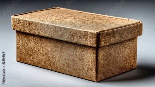 Fototapeta Rectangular brown gift box with textured surface