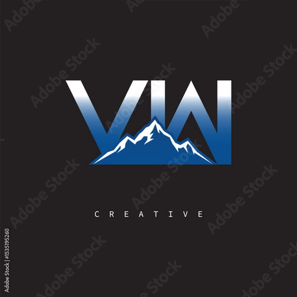 Fototapeta VW Creative Mountain Logo – Bold Gradient Letter mark Branding Design for Business & Outdoor Brands