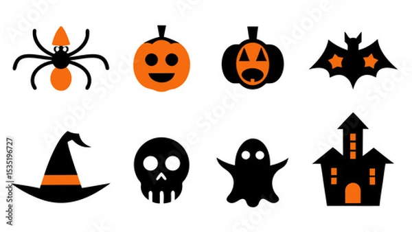 Fototapeta set of halloween icon vector on tranparent background