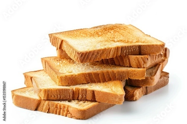 Fototapeta High Resolution Visual of Slices of Toast Bread Isolated on White Background