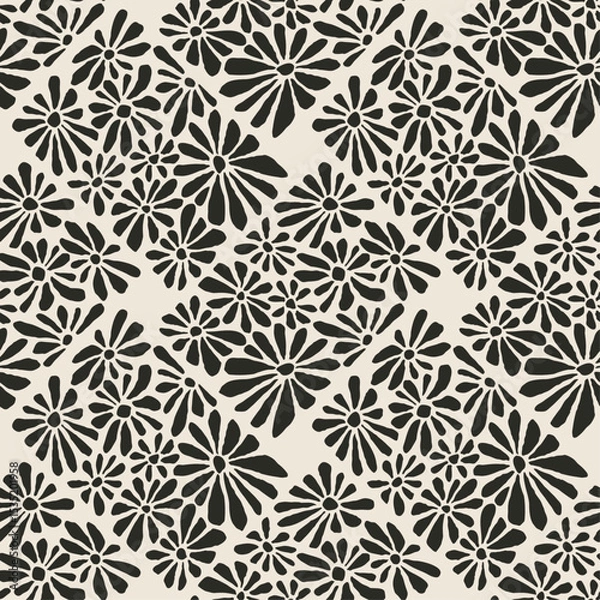 Fototapeta Trendy minimalist seamless botanical pattern with abstract creative hand drawn composition