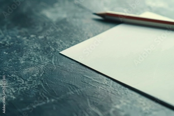 Fototapeta Ultra Quality Picture of a Picture of a Pencil and Paper on a Gray Background