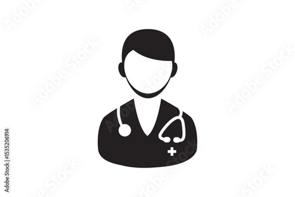 Obraz Doctor Icon. A male Doctor icon both wearing stethoscopes.The minimalistic black and white Doctors icon