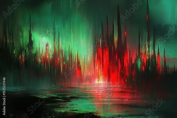 Fototapeta detailed visual  of mysterious city lights at night