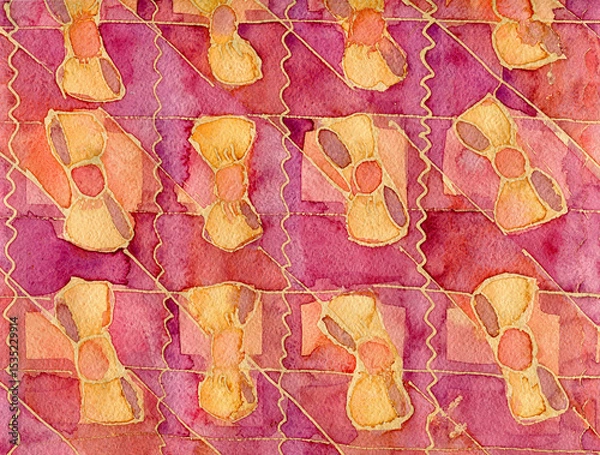 Fototapeta Colorful Watercolor Texture Vibrant Abstract Pattern A lively multicolor watercolor texture with soft, blended brush strokes. Perfect for fabric prints, wallpapers, invitations, packaging, and digit