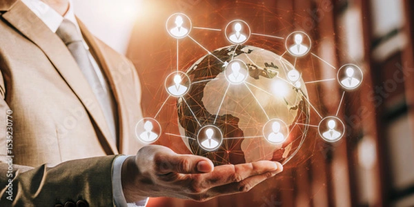 Fototapeta Global HR Structures: A Businessman's Insight into Workforce Management